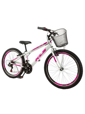 Bicicleta Aro 24 Alumínio Kls Sport Gold Freio V-Brake Mtb 21 Marchas Feminina